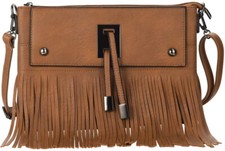 Schultertasche Fransen Umhängetasche Damen Fransentasche PU leder für Frauen