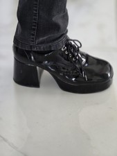 Lack Plateauschuhe Herren Gr 46 / 47  Schwarz  Party 70er Karneval