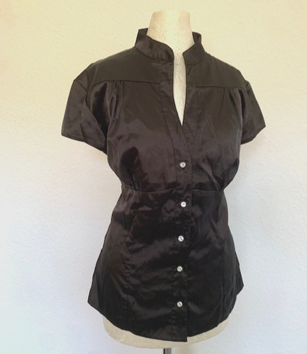 Satin stretch bluse - satin,