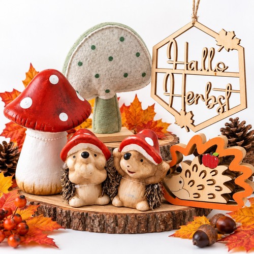 Herbstdeko set igel - igel, pilze