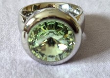 ?Statement Qudo Wechsel Ring Edelstahl lindgrün Kristall ca. Gr. 58 wie neu TOP