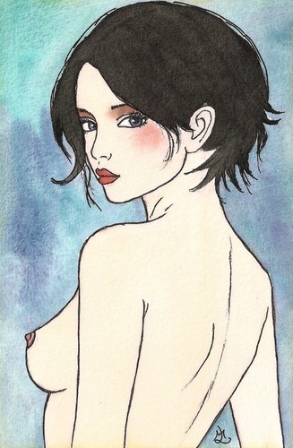 Akt erotik tusche aquarell - akt,
