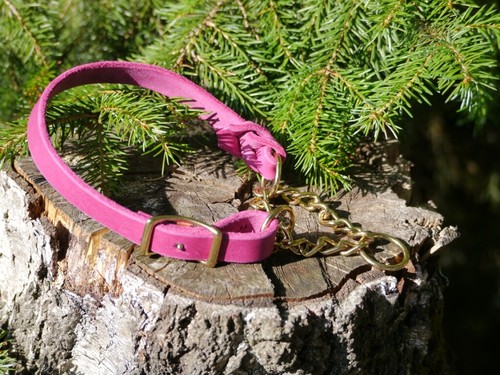 Pinkes fettlederhalsband - fettlederhalsband, m