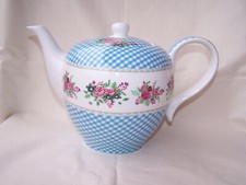 Teekanne aus Brilliantporzellan  * Rosen - Blaukaro *  ORIGINAL Jameson & Tailor