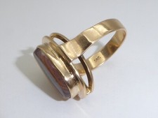 585 Gold Ring 14K Rotgold 6,67 g Brauner Stein Tigerauge RG 56 - 17,8 mm 6720