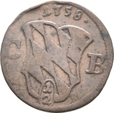 Bayern München Einseitiger 1/2 Kreuzer 1758 Maximilian III. Joseph #KAB589