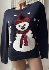 ONLY Damen Weihnachtspullover Feinstrick-Winter-Pullover Schneemann ☃️ - Gr. XS