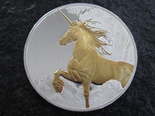 1 Unze Silber 999 Silbermünze 5 Dollars Tokelau 2014 Einhorn Unicorn Gilded 