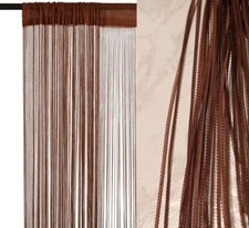 2x Fadenvorhang - braun - 130cm - Hochwertig - Fadengardine