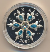Canada 20 Dollar 2007 Blue Crystal Snowflake PP original Etui