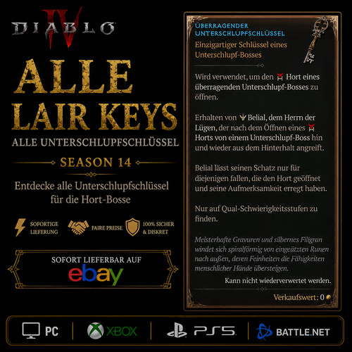 Diablo boss mats lair keys - mats,