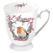 Tasse, Porzellantasse ROBIN IN WREATH 0,25l by Ambiente | Rotkehlchen, Vogel