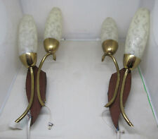 Paar Wandlampe 2armig Holz Lampe Tüten Schirme Stilnovo _ 50er rar