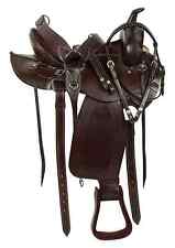 Brauner Gang Western Pleasure Trail Endurance Leder Tack Sattel Set Größe 15".