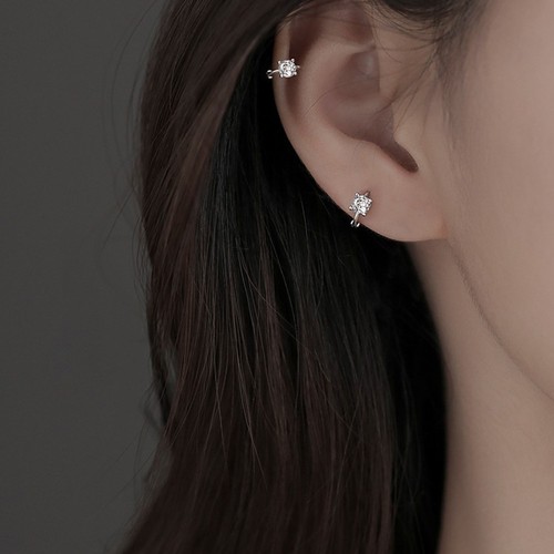 Silber nadel diamant ohrclips - silber,