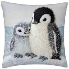 Kissen mit Füllung 45x45cm Pinguin Küken, Dekokissen Vogel, Vögel, Couchkissen,