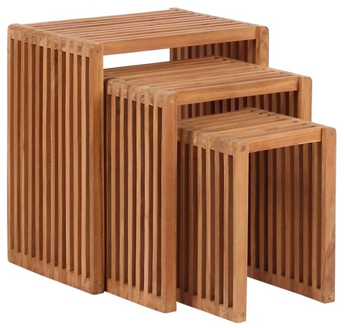 Beistelltische 3er set teak - 3er,