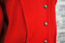 GALLO HO EXTRAVAGANTE DAMEN REINE KOCHWOLLE VINTAGE STRICKJACKE ROT  38 40