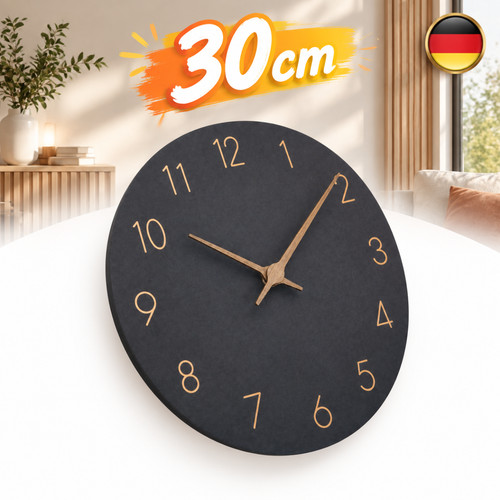 Wanduhr 30cm schwarz batterie - 30cm,