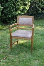 Stuhl / Sessel Aus Eiche Und Leder Restauriert