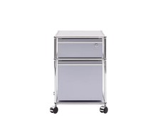 USM Haller Rollcontainer mattsilber, inkl. Hängeregistratur