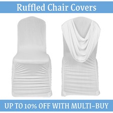 1-100X Weiß Gerafft Swag Rücken Stuhl Sitzbezug Abnehmbar Hochzeit Bankett Dekor