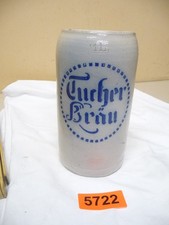 5722.      Alter Steingut Bierkrug  Tucher Bräu  Krug  Deko  Bierkrug 1 L