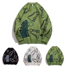 Männerpullover Pullover Dinosaurier Cartoon Pullover Lange Ärmel Leichte Dehnung