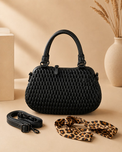 Schwarze tasche flechtoptik - in,