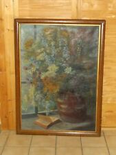 Sophia Becker-Leber riesiges Blumen-Ölbild ca. 117 x 106 cm gerahmt zeitgemäß