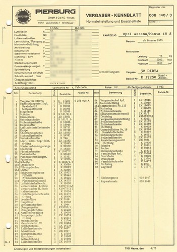 Datenblatt einstelldaten solex - datenblatt,