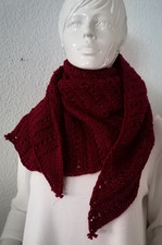 Schal/Dreiecktuch weinrot mit leichtem Glitzer, Strick  Handarbeit neu