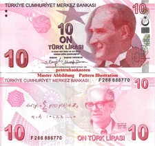 Türkei Turkey 10 Lira 2009 Unc. P 223 645# ❇️❇️