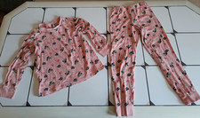 Schlafanzug Mädchen Gr.122/128 2tlg. Rosa Halloween Hexe langarm Jersey Pyjama