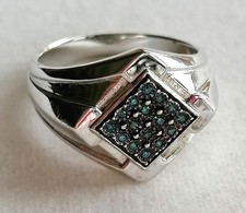 Silber Ring 925 mit 16 blaue