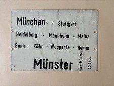 Metall Zuglaufschild München - Heidelberg - Köln - Münster und zurück