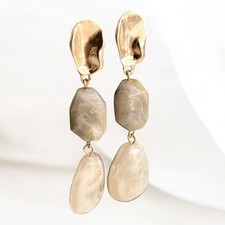 Wunderschöne Boho Ohrringe Vintage Harz Tropfen Sommer  Ohrstecker Schmuck Beige