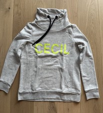CECIL Gr. S Hoodie Sweatshirt Schalkragen Pullover Damen hellgrau Wie Neu Top