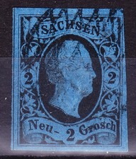 Sachsen Nr. 7 Nummernstempel 2 Leipzig vollrandig mit Mitteltrennlinie