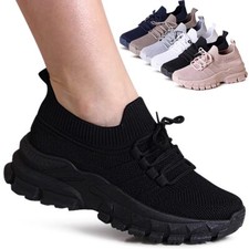Damen Plateau Sneaker Keil Light Slipper Keilabsatz Chunky Turnschuhe Mesh