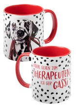 Hunde Tasse - Dalmatiner Kaffeetasse Keramik Weiß Rot 320 ml