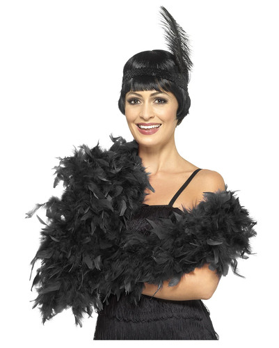 Federboa deluxe schwarz 180cm - schwarz,