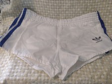 ADIDAS Sprinter Glanz Nylon Shorts , Sport Vintage weiß Fußball Fitness Retro 