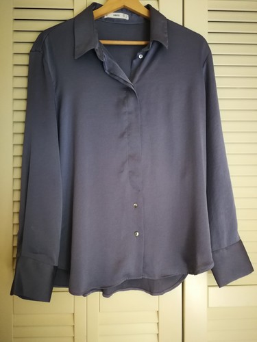 Mango satinbluse blau - mango,