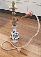 Vintage: ? Shisha WASSERPFEIFE 60cm ♥Keramik handbemalt + Messingteile♥ 1970er