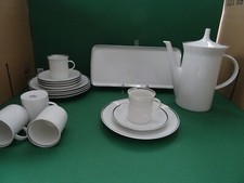 Rosenthal Theo Baumann Kaffeeservice für 5 Personen Weiß mit Platinrand 17 Teile
