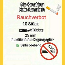 10x Mini Hinweis Schild Aufkleber No Smoking ?? Kein Rauchen Rauchverbot 25mm✔