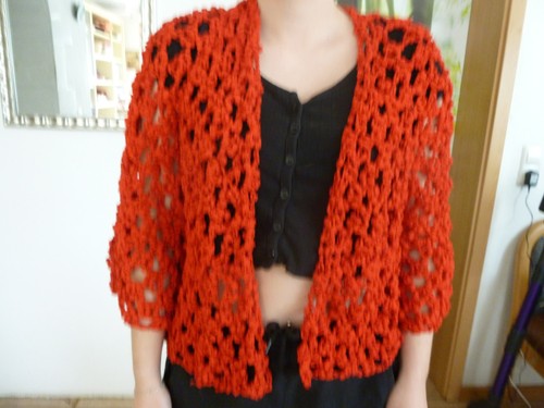 Rote häkeljacke hexagon rot - rote,