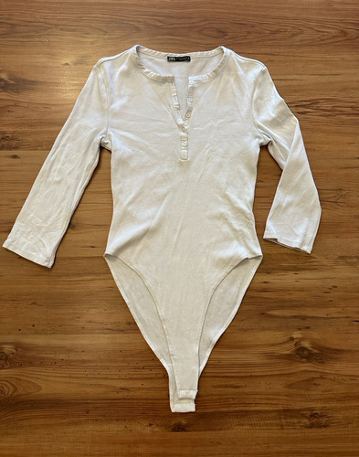 Zara damen body langarm henley - body,