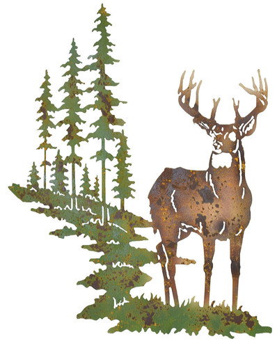 Metallbild hirsch wald - hirsch, im